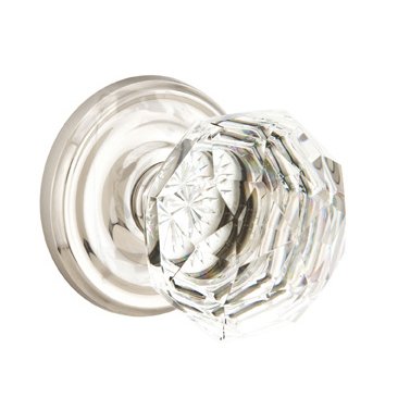 Emtek Diamond Privacy Door Knob with Regular Rose in Polished Nickel