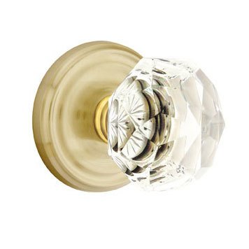 Emtek Diamond Privacy Door Knob with Regular Rose in Satin Brass