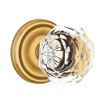 Emtek Diamond Privacy Door Knob with Regular Rose and Concealed Screws in French Antique Brass