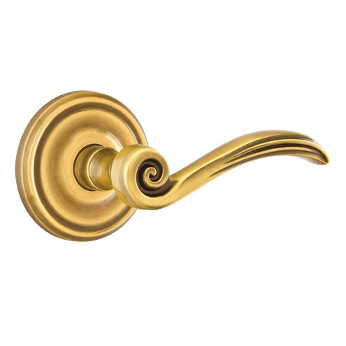 Emtek Privacy Right Handed Elan Lever With Regular Rose in French Antique Brass