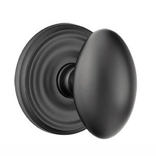 Emtek Privacy Egg Door Knob With Regular Rose in Flat Black
