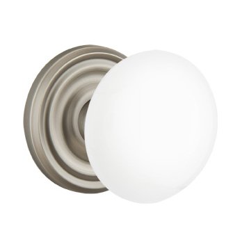 Emtek Privacy Ice White Knob And Regular Rosette With Concealed Screws  in Pewter
