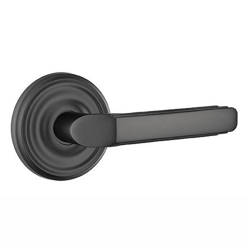Emtek Privacy Right Handed Milano Door Lever With Regular Rose in Flat Black