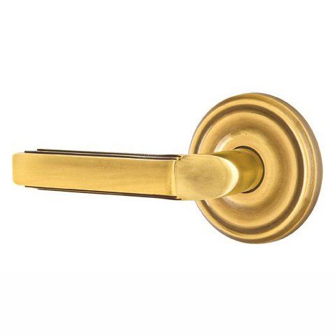 Emtek Privacy Left Handed Milano Door Lever With Regular Rose in French Antique Brass