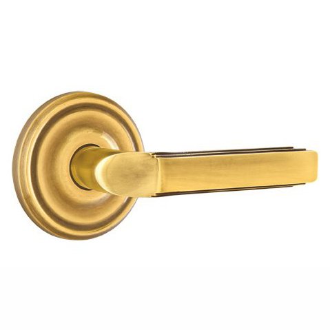 Emtek Privacy Right Handed Milano Door Lever With Regular Rose in French Antique Brass