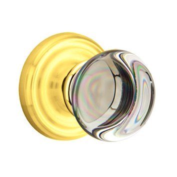 Emtek Providence Privacy Door Knob and Regular Rose with Concealed Screws in Polished Brass