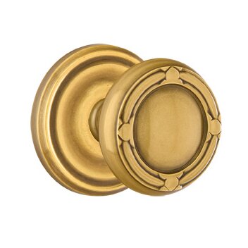Emtek Privacy Ribbon & Reed Knob With Regular Rose in French Antique Brass