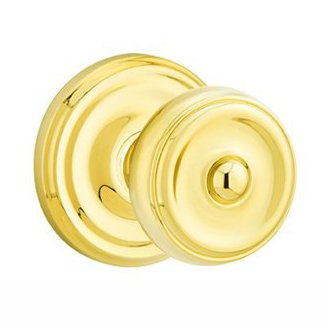 Emtek Privacy Waverly Door Knob With Regular Rose in Unlacquered Brass