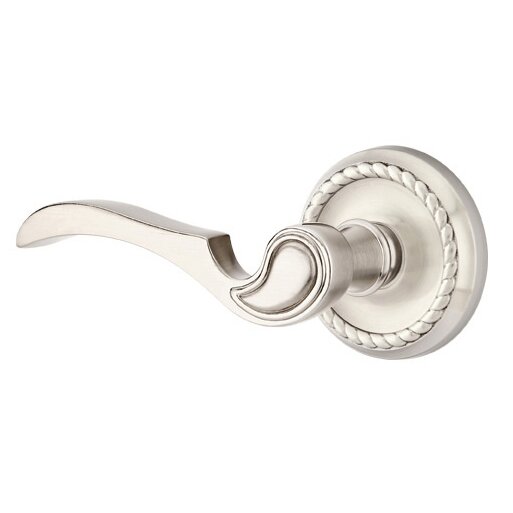 Emtek Privacy Left Handed Coventry Lever With Rope Rose in Satin Nickel