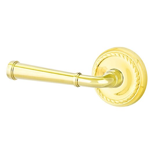 Emtek Privacy Left Handed Merrimack Lever With Rope Rose in Polished Brass