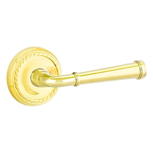 Emtek Privacy Right Handed Merrimack Lever With Rope Rose in Unlacquered Brass