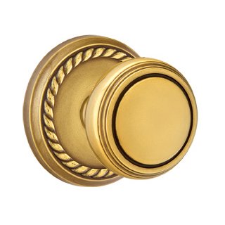 Emtek Privacy Norwich Door Knob With Rope Rose in French Antique Brass