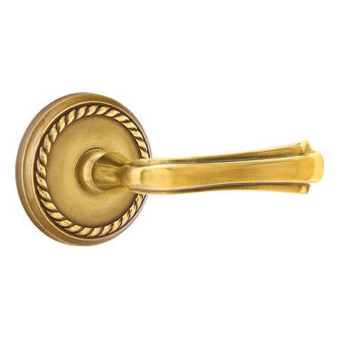 Emtek Privacy Right Handed Wembley Lever With Rope Rose in French Antique Brass
