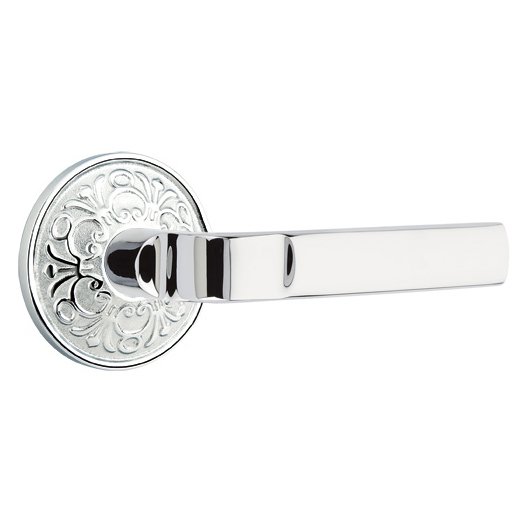 Emtek Privacy Aston Right Handed Lever And Lancaster Rose in Polished Chrome With Concealed Screws