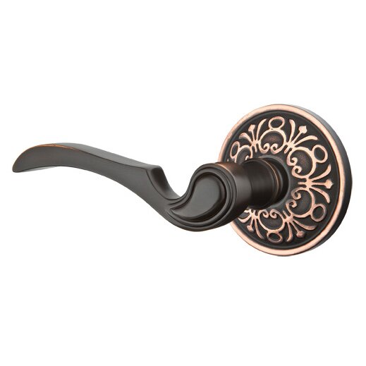 Emtek Privacy Left Handed Coventry Lever With Lancaster Rose in Oil Rubbed Bronze