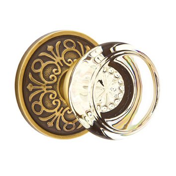 Emtek Georgetown Privacy Door Knob with Lancaster Rose and Concealed Screws in French Antique Brass