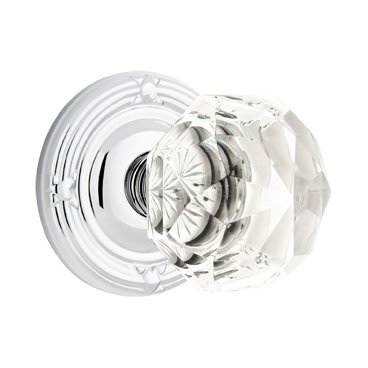Emtek Diamond Privacy Door Knob with Ribbon & Reed Rose in Polished Chrome
