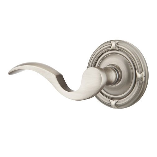 Emtek Privacy Left Handed Cortina Door Lever With Ribbon & Reed Rose in Pewter