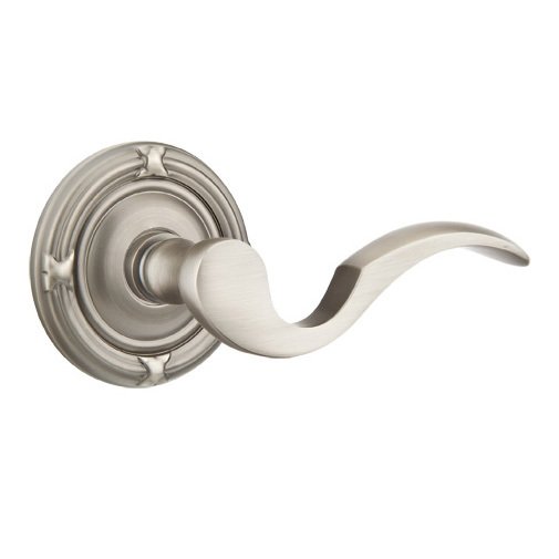 Emtek Privacy Right Handed Cortina Door Lever With Ribbon & Reed Rose in Pewter