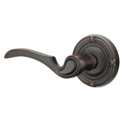 Emtek Privacy Left Handed Coventry Lever With Ribbon & Reed Rose in Oil Rubbed Bronze