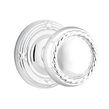 Emtek Privacy Rope Knob With Ribbon & Reed Rose in Polished Chrome