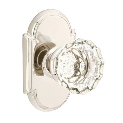 Emtek Astoria Privacy Door Knob with #8 Rose and Concealed Screws in Polished Nickel
