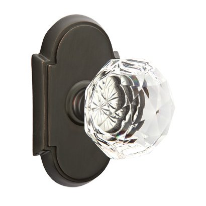 Emtek Diamond Privacy Door Knob with #8 Rose and Concealed Screws in Oil Rubbed Bronze