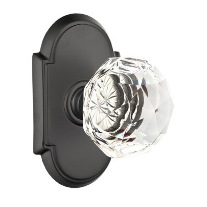 Emtek Diamond Privacy Door Knob with #8 Rose and Concealed Screws in Flat Black