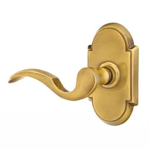 Emtek Privacy Left Handed Cortina Door Lever With #8 Rose in French Antique Brass