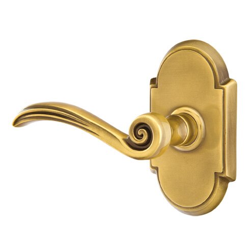 Emtek Privacy Left Handed Elan Lever With #8 Rose in French Antique Brass