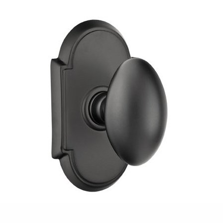 Emtek Privacy Egg Door Knob With #8 Rose in Flat Black