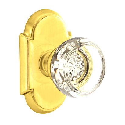 Emtek Georgetown Privacy Door Knob with #8 Rose and Concealed Screws in Polished Brass