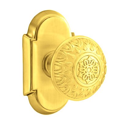 Emtek Privacy Lancaster Knob With #8 Rose in Polished Brass
