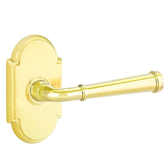 Emtek Privacy Right Handed Merrimack Lever With #8 Rose in Polished Brass