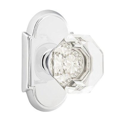 Emtek Old Town Privacy Door Knob with #8 Rose and Concealed Screws in Polished Chrome