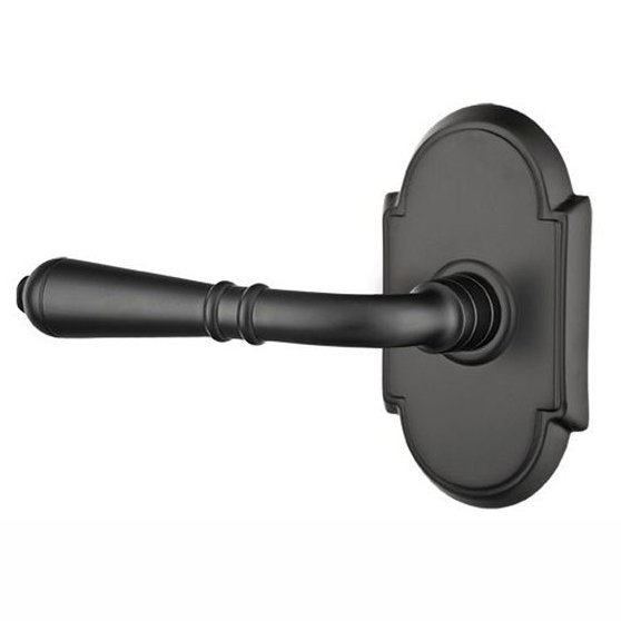 Emtek Privacy Left Handed Turino Door Lever With #8 Rose in Flat Black