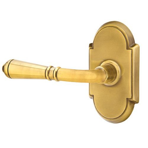 Emtek Privacy Left Handed Turino Door Lever With #8 Rose in French Antique Brass