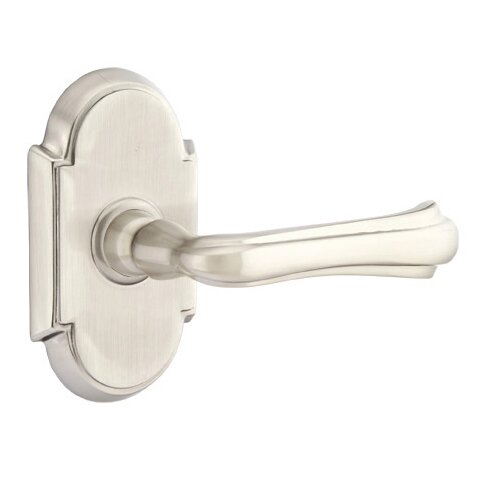 Emtek Privacy Right Handed Wembley Lever With #8 Rose in Satin Nickel