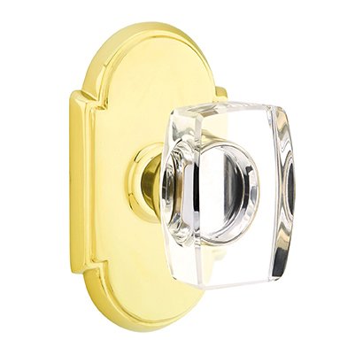 Emtek Windsor Privacy Door Knob with #8 Rose in Unlacquered Brass