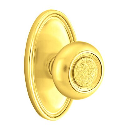 Emtek Privacy Belmont Knob With Oval Rose in Polished Brass
