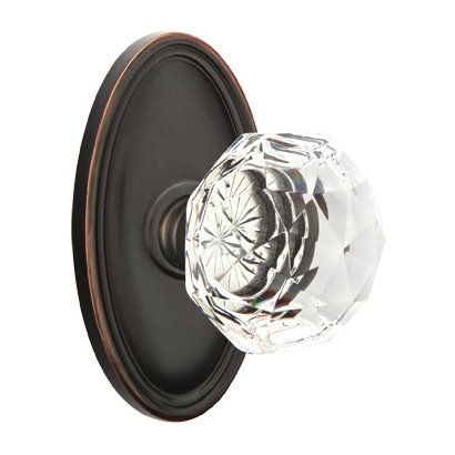 Emtek Diamond Privacy Door Knob with Oval Rose in Oil Rubbed Bronze