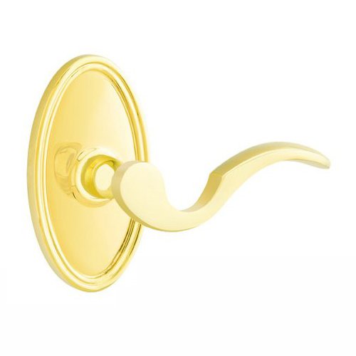 Emtek Privacy Right Handed Cortina Door Lever With Oval Rose in Polished Brass