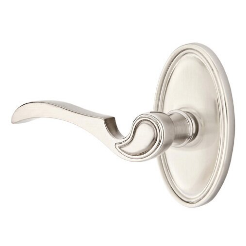 Emtek Privacy Left Handed Coventry Lever With Oval Rose in Satin Nickel