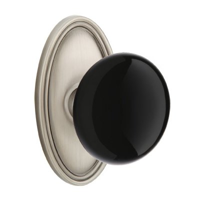 Emtek Privacy Ebony Knob And Oval Rosette With Concealed Screws in Pewter