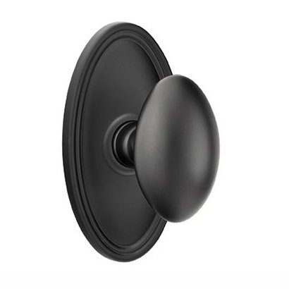 Emtek Privacy Egg Door Knob With Oval Rose in Flat Black