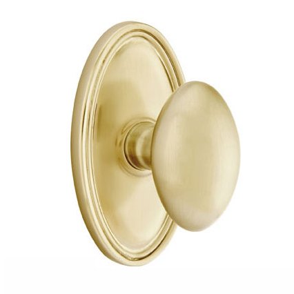 Emtek Privacy Egg Door Knob With Oval Rose in Satin Brass