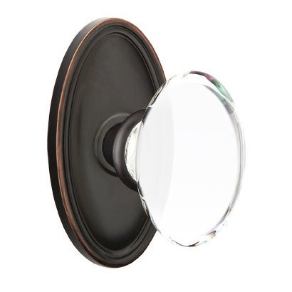 Emtek Hampton Privacy Door Knob and Oval Rose with Concealed Screws in Oil Rubbed Bronze