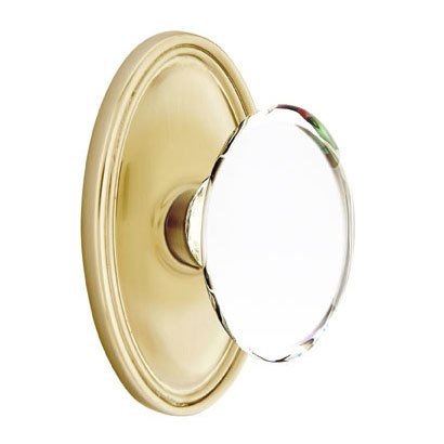 Emtek Hampton Privacy Door Knob with Oval Rose in Satin Brass