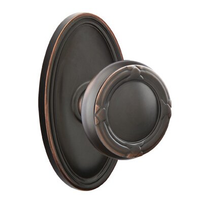 Emtek Privacy Ribbon & Reed Knob With Oval Rose in Oil Rubbed Bronze