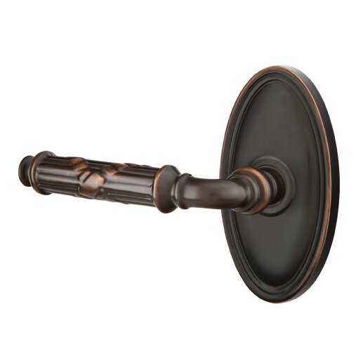 Emtek Privacy Left Handed Ribbon & Reed Lever With Oval Rose in Oil Rubbed Bronze